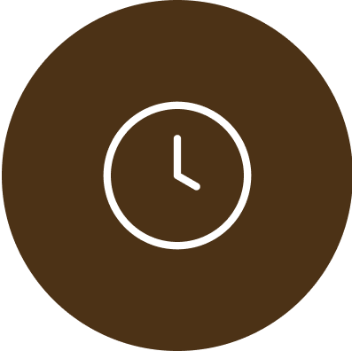 2 Clock icon on a brown circular background.